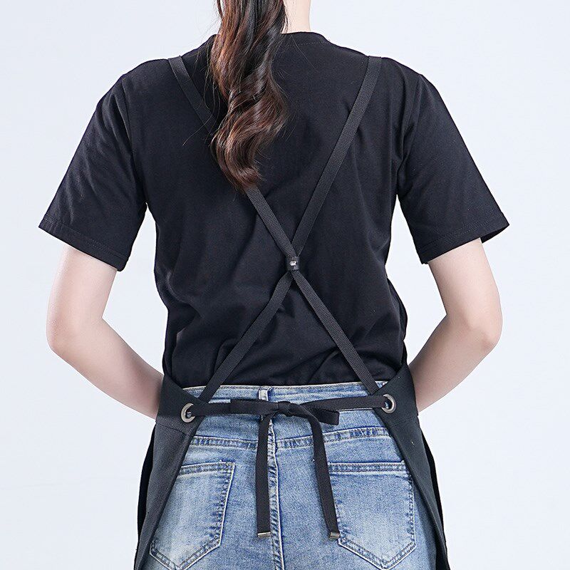 帆布围裙咖啡师奶茶店高端男女时尚背带匠人工作服定制logo印字