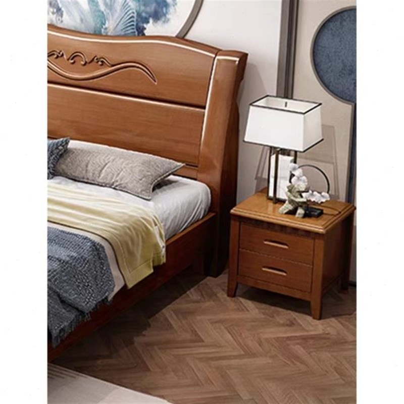 实木床1.8米1.5米双人床中式经济型储物高箱床箱框实木大床