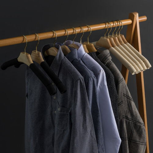 木质实木衣架家用挂衣防滑防肩角服装店衣柜木头木衣架