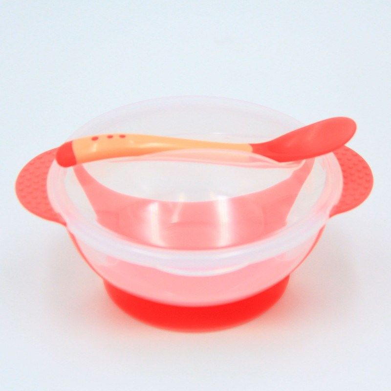 儿童防滑吸盘碗宝宝辅食碗带盖餐具套装软新生儿婴儿勺子吃饭新款
