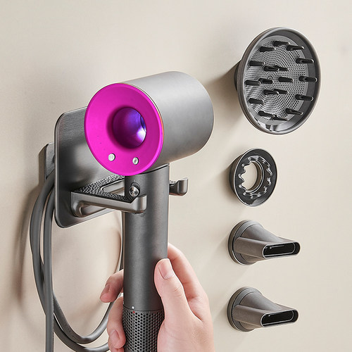 水镀枪灰吹风机置物架卫生间免打孔壁挂式电吹风挂架浴室风筒支架