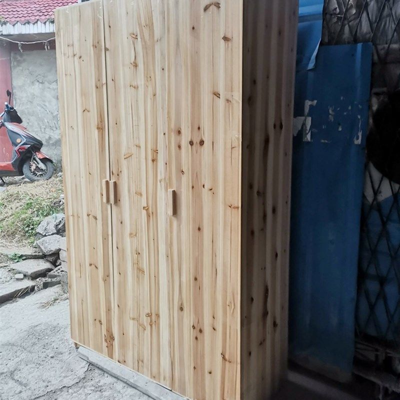 现代简约实e木衣柜可定制杉木三门组装式经济型家用