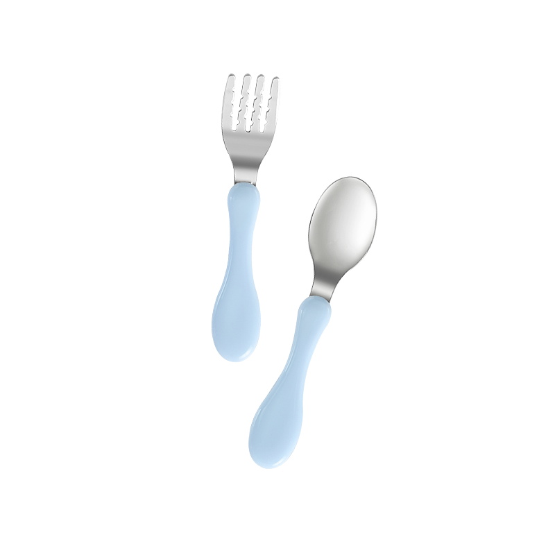 304不锈钢叉勺宝宝吃饭勺子婴儿训练勺叉子辅食勺不锈钢儿童 餐具