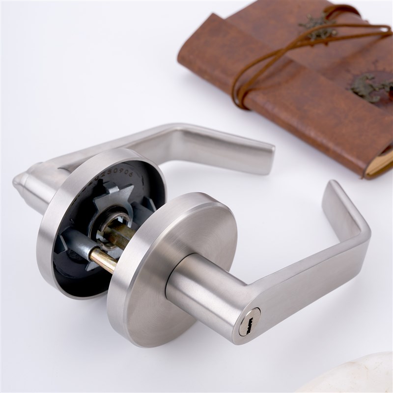 304不锈钢锁防火门三杆式执手锁替换球形锁卫生间房门锁家用单舌