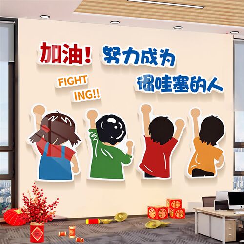 办公室氛围布置高级感公司形象墙面装饰挂画员工激励志标语墙贴