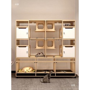 宠物店狗笼子狗别墅猫狗一体柜泰迪犬狗房狗狗寄养柜实木狗展示柜