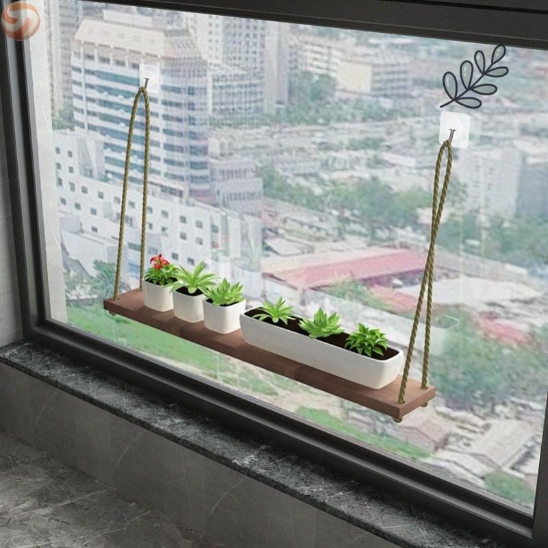 粘在玻璃上的置物架悬挂多肉花架阳台墙面壁挂式花架室内客厅飘窗