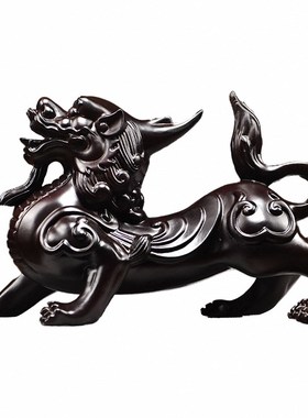 黑檀木雕貔貅摆件一对貔恘聚财皮丘办公室桌开张店铺开业工艺礼品