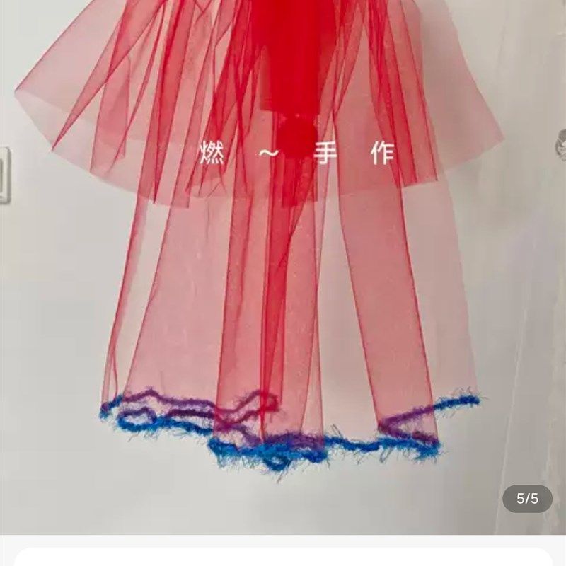 新娘饰品-手作红色双层头纱