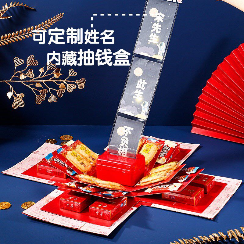 生日惊喜爆炸盒子送老公的男士男友网红款礼盒男生抽钱爸爸礼物盒