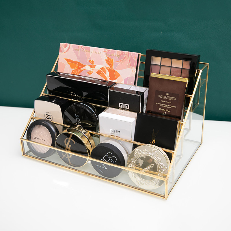 桌面眼影盘收纳架口红粉饼气垫置物架甲油胶展示架化妆品整理盒