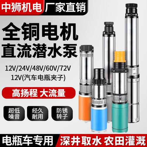 电动车潜水泵12V24V48V60V72V大功率高扬程大流量农用灌溉潜水泵