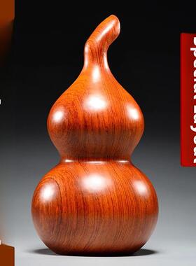 红木雕刻实木葫芦吉祥物客厅办公桌装饰红木工艺品葫芦饰品
