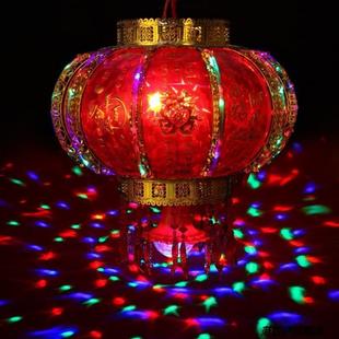 饰插电结婚春节新年大红灯笼吊灯 七彩旋转led走马灯笼阳台乔迁装