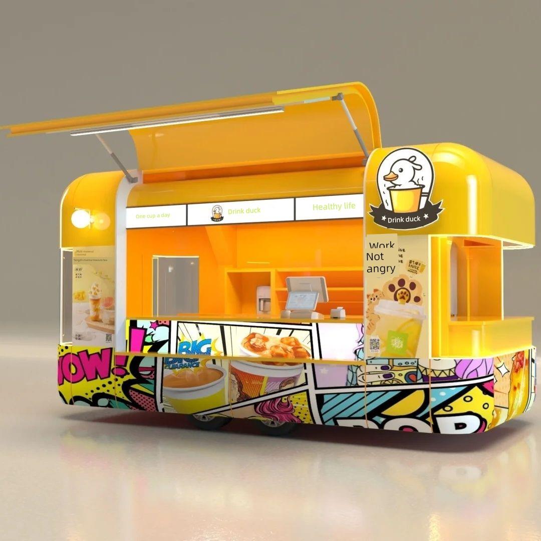 电动四轮小吃车多功能餐车夜市流动摆摊专用美食车烧烤炸串奶茶车