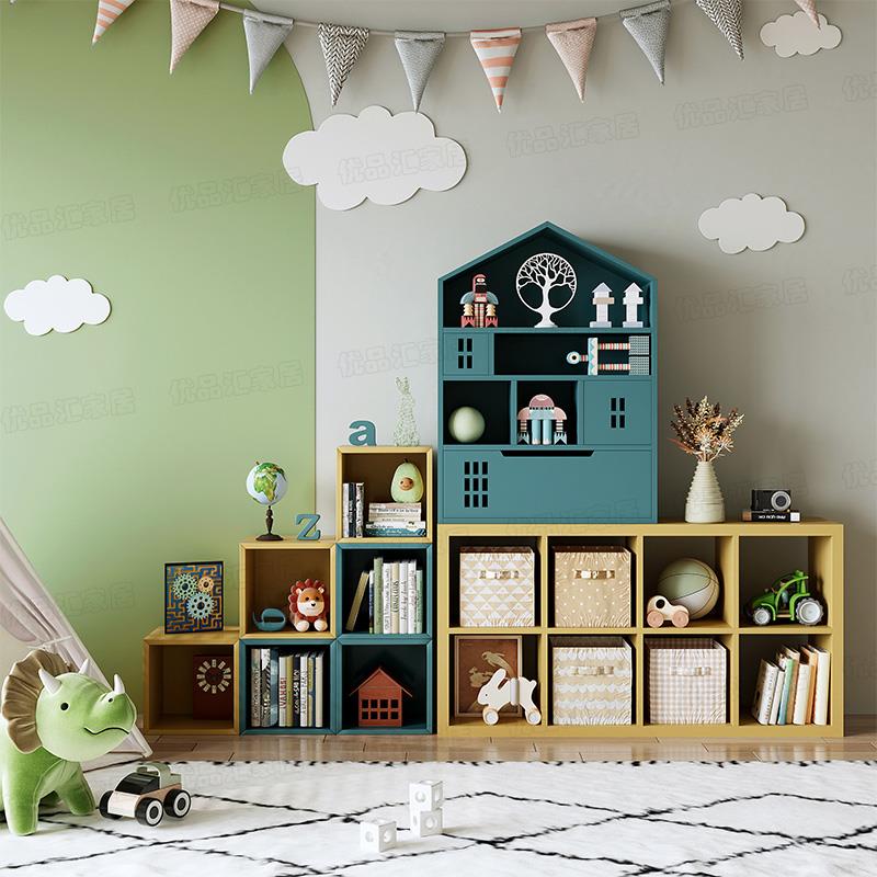 儿童实木书柜家用落地置物架幼儿园绘本架储物柜收纳柜子多层书架