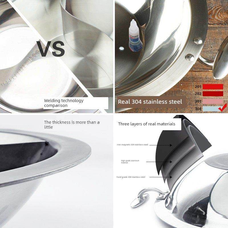 304不锈钢鸳鸯锅电磁炉大容量涮涮家用三层钢火锅商业,厨房/烹饪用具,火锅,淘宝优惠券,粉丝福利购,淘宝优惠卷