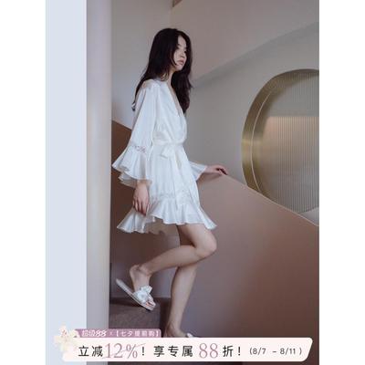 WakeUp醒来原创设计真丝睡衣连衣裙花边新娘婚礼晨袍少女家居服