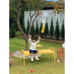 在韩国户外长凳公园长凳奶茶咖啡店健身房休息凳子购物中心铁座