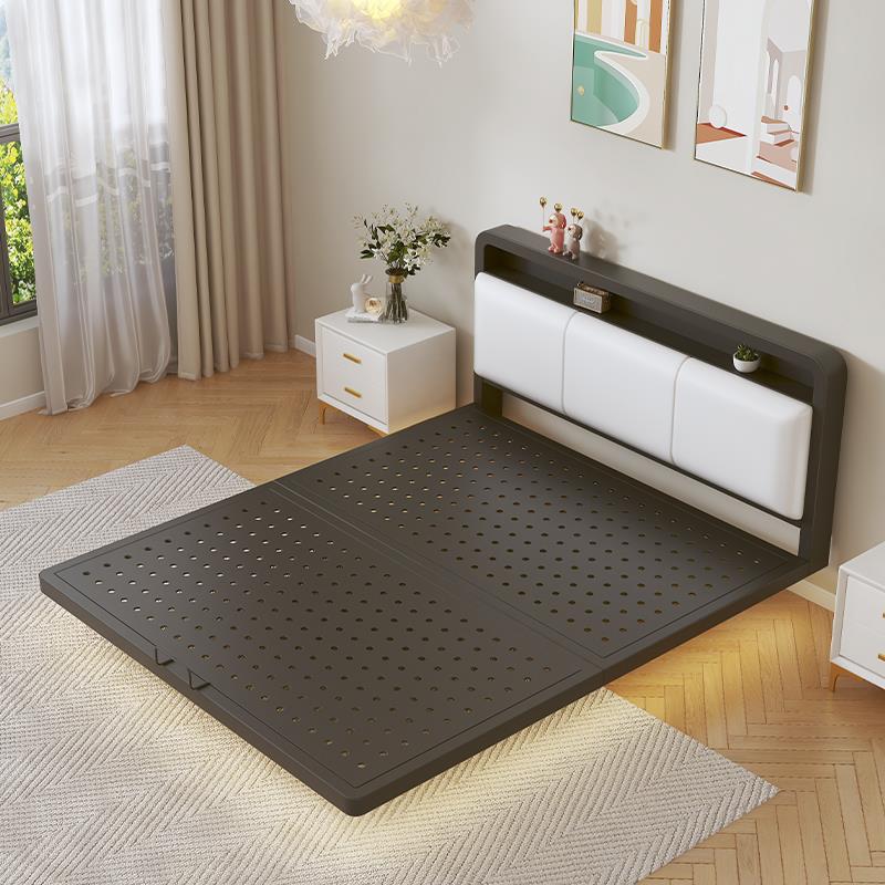 铁艺洞洞板悬浮床主卧1米8双人床家用1米5单人榻榻米不锈钢床架子