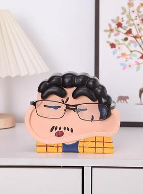 蜡笔小新园长眼镜支架多功能收纳化妆刷笔筒创意可爱卡通家居摆件