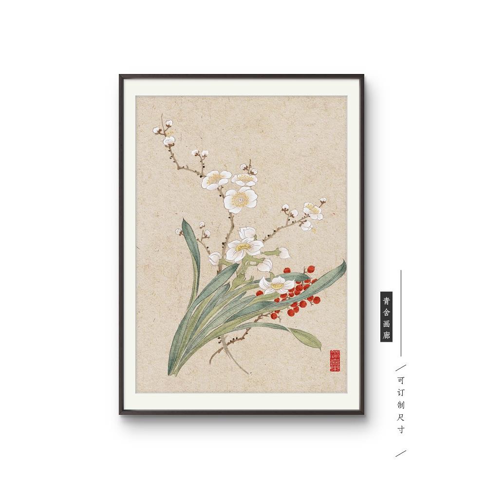 纯手绘定制国画工笔水墨花鸟装饰挂画客厅装饰画来图定制