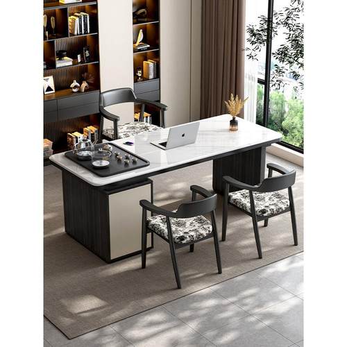 意式极简超晶石茶桌椅组合现代轻奢客厅家用阳台小户型岩板泡茶几