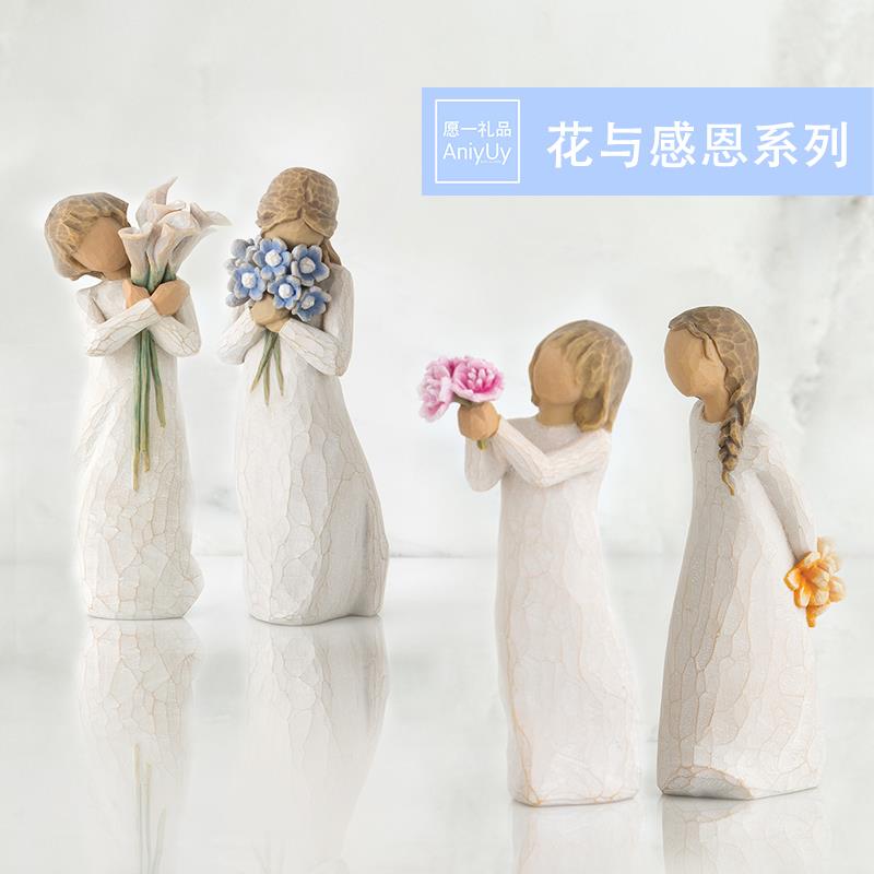 愿一礼物】美国willow tree人物摆件手工雕像花与感恩女生日礼物