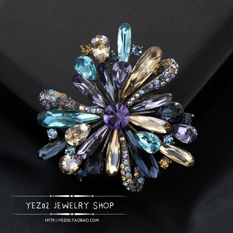 高档彩色水晶胸针胸花奢华大气韩国毛衣别针装饰配饰品领扣领针女,饰品/流行首饰/时尚饰品新,胸针,淘宝优惠券,粉丝福利购,淘宝优惠卷