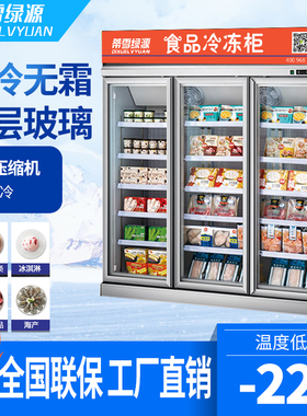 低温冷冻柜商用速冻冰柜雪糕水饺冰箱立式冷冻冷藏饮料展示冰柜