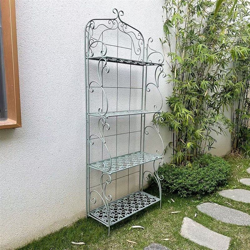 欧式复古铁艺四层花架户外阳台花A架子多层庭院花盆架室内置物搁