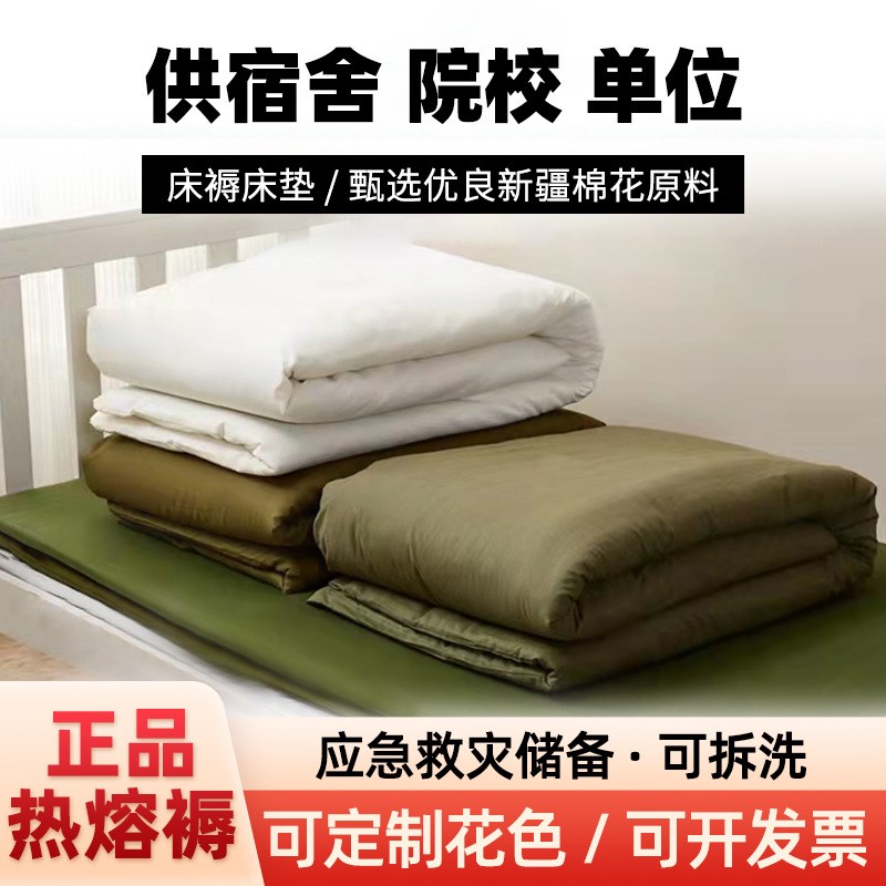 厂家直供军绿褥子白褥子07单人床E学生宿舍单位军训棉褥军绿床垫