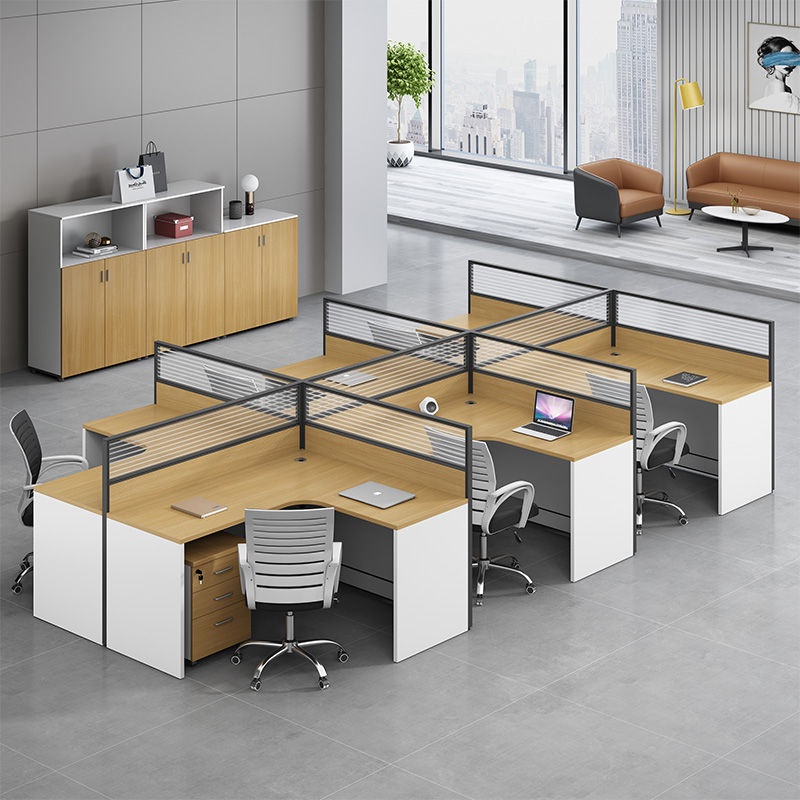 四人财务职员办公桌椅组合办工作桌屏风工位办R公桌简约4人位家具