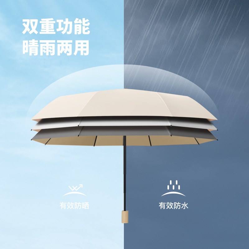 彩胶8骨实木手柄简约男女三折雨伞商务伞加K印logo雨伞定制广告伞