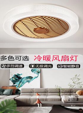 卧室冷暖风扇灯餐厅隐形吸顶吊扇灯智能客厅书房加热顶灯带电风扇