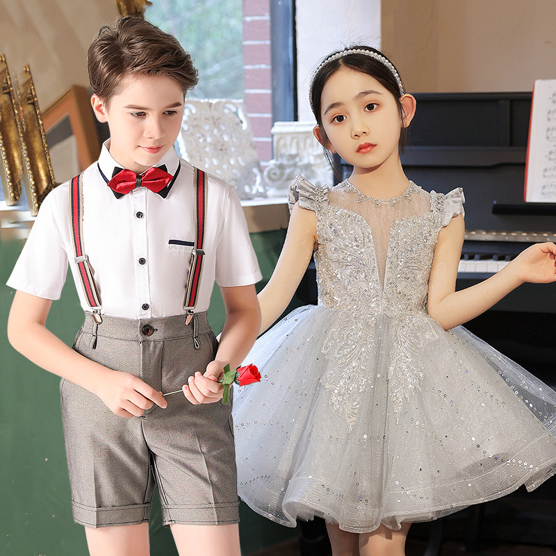 六一儿童大合唱演出服小学生朗诵表演服幼儿园男童套装女童蓬蓬裙
