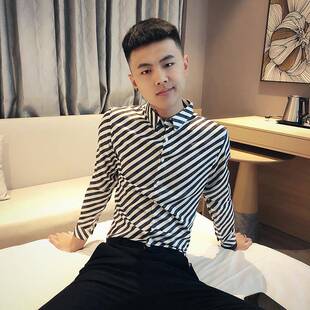 2021秋季小码男装条纹长袖衬衣S号xs加小码韩版修身矮小个子衬衫s