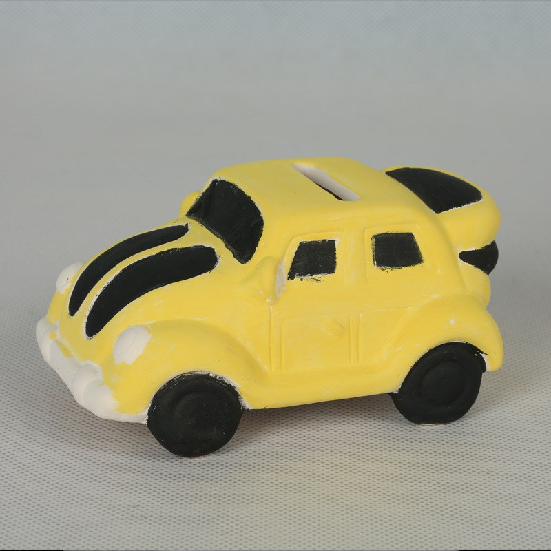 DIY陶瓷彩绘娃娃儿童益智涂鸦汽A车玩具钱罐 巴士跑车白胚厂家