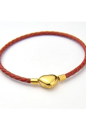 心形红绳手绳编织手链手绳穿珠串珠硬金硬银链子绳子桃心扣