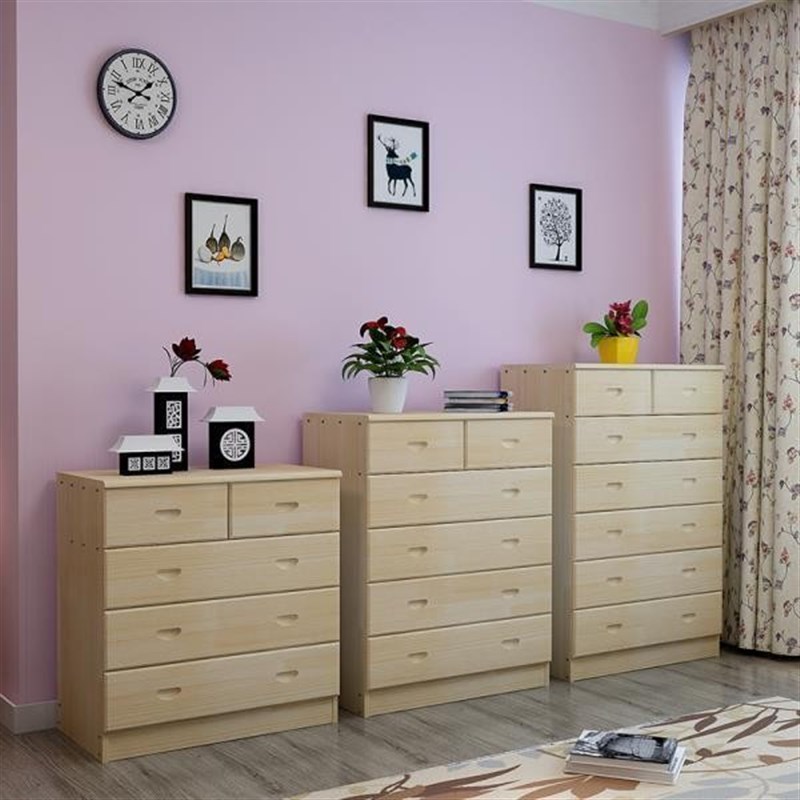 现货实木松木五斗柜五斗橱储物抽屉收纳柜五六七实木现代简约78CM