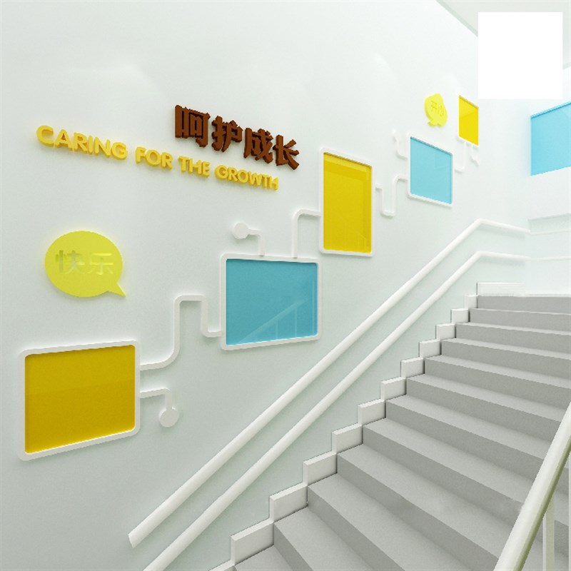 幼儿园楼梯墙面装饰环创材料主题墙贴成品文化墙布置公告栏展示板