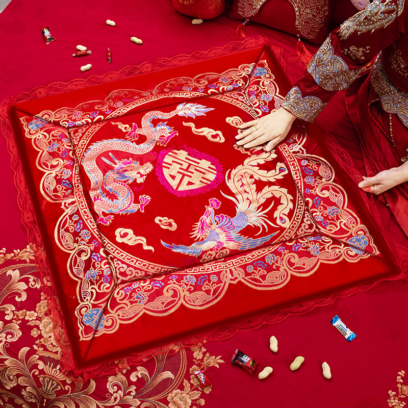 坐福福垫结婚礼喜被子女方陪嫁用品新娘压床喜垫百福坐垫婚房布置
