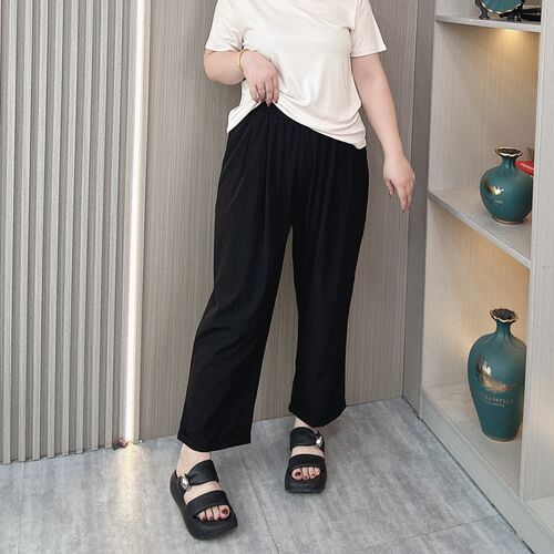 夏季薄款冰丝速干k裤大码女装胖mm松紧腰显瘦宽松休闲哈伦九分裤