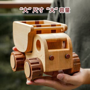 木艺爸爸玩具车男孩儿童翻斗自卸车工程卡车木质汽车货车运输装土