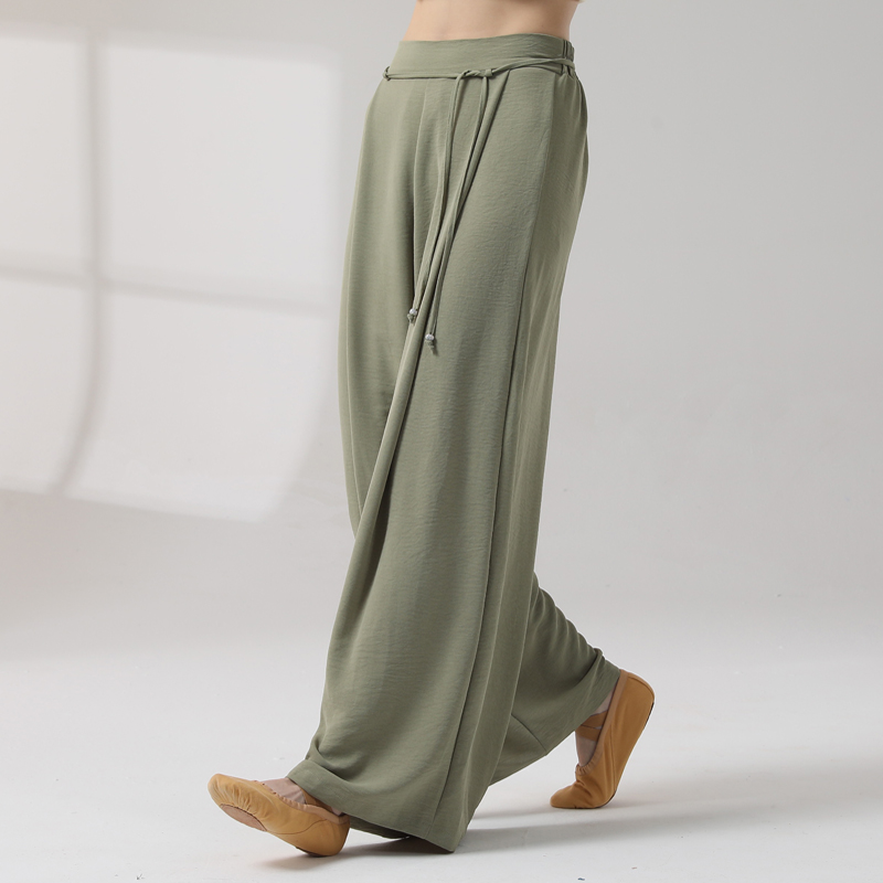 现代舞蹈服古典宽松直筒阔腿日常练功裤甩裤形体服女肌理山本裤夏