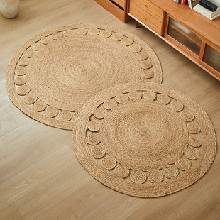 手工编织圆形地毯客厅芦苇草编地垫卧室装饰挂毯民宿藤编垫子简约