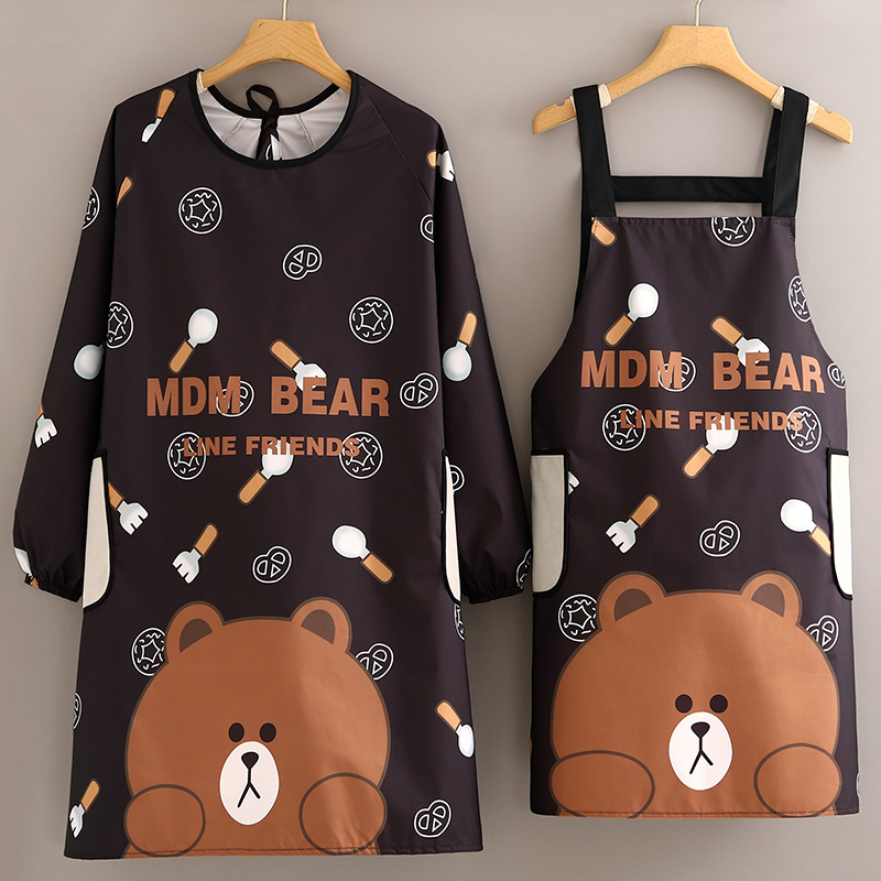 防水防油围裙家用厨房2024罩衣女新款网红冬季长袖男女士做饭