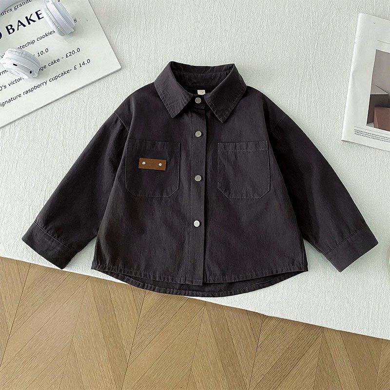 男童酷帅工装衬衫套装秋季2024新款儿童两件套中小童男孩秋装