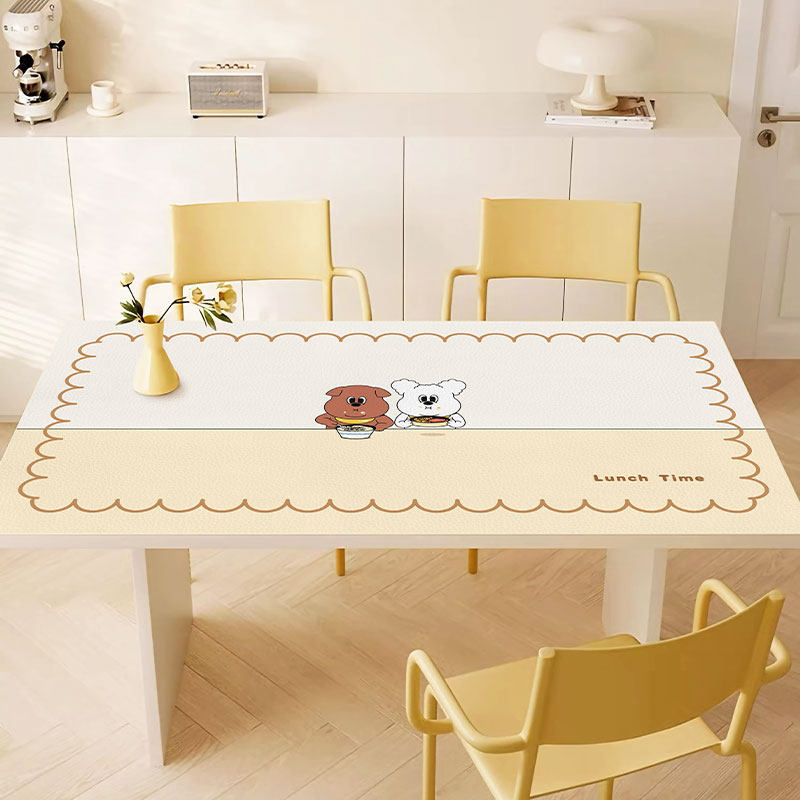 奶油风皮革桌布防水防油免洗防烫餐桌垫简约现代茶几布长方形桌布