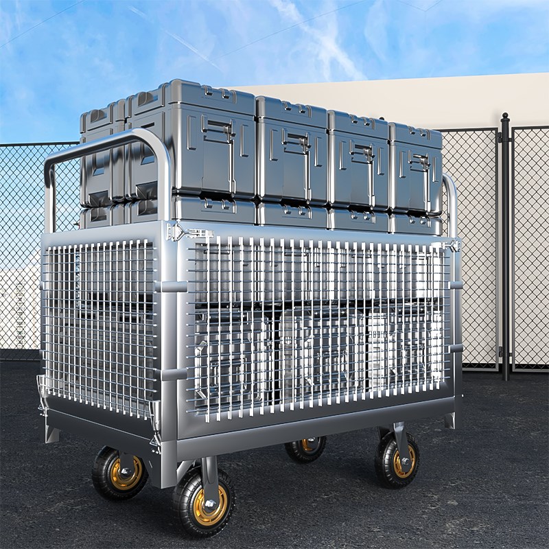 围栏手推车车搬运车拣货车带护栏平板车推货车拉货摆摊小推车